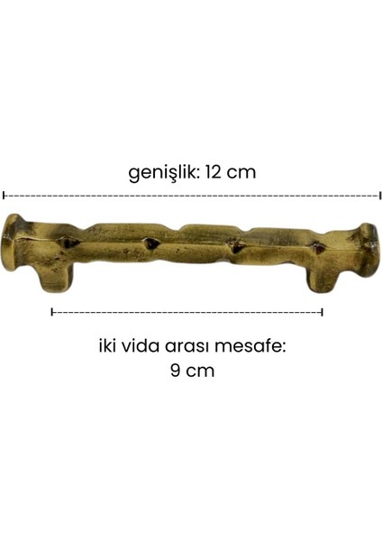 Pirinç Döküm Antik Sarı Rengi 12 cm Kulp