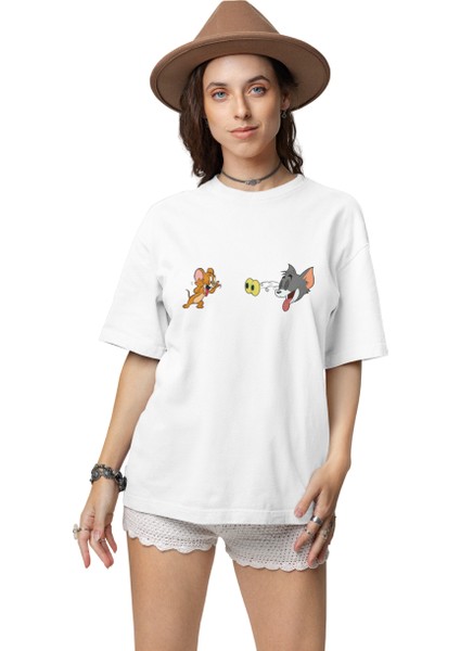 Tom ve Jerry Kadın Baskılı Tişört