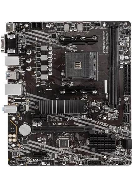 A520M Pro Am4 Ddr4 4600(OC) VGA DVI HDMI M.2 Usb3.2 Matx Anakart