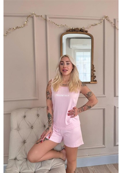 Pembe Pillow Talk Desenli Şortlu Marlenka Kadın Pijama Takımı fiyatları