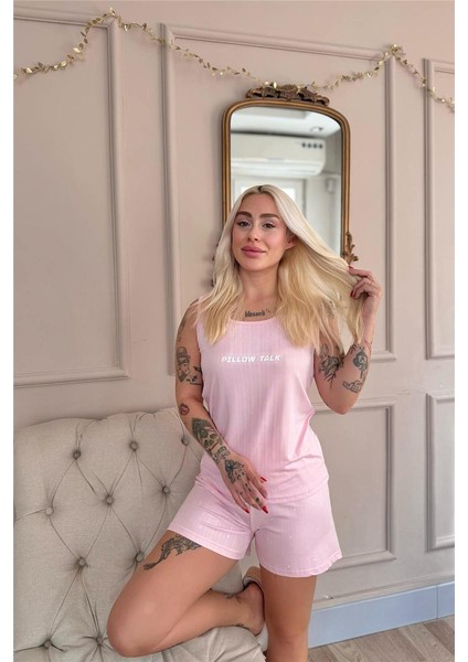 Pembe Pillow Talk Desenli Şortlu Marlenka Kadın Pijama Takımı modelleri