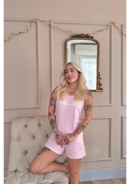 Pembe Pillow Talk Desenli Şortlu Marlenka Kadın Pijama Takımı fırsatları