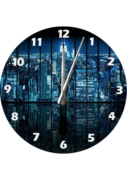 Modern çok renkli büyük şehir ışıkları dekoratif akrilik duvar saati 30x30cm fiyatları