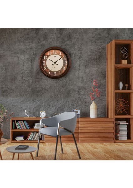 46x46 cm Retro Kahverengi Dekoratif Duvar Saati, şık ve modern tasarım fiyatları
