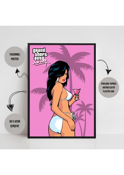 Gta Vice City Game Tommy Vercetti Oyun Posteri Çerçeveli Tasarım Tablo fiyatları