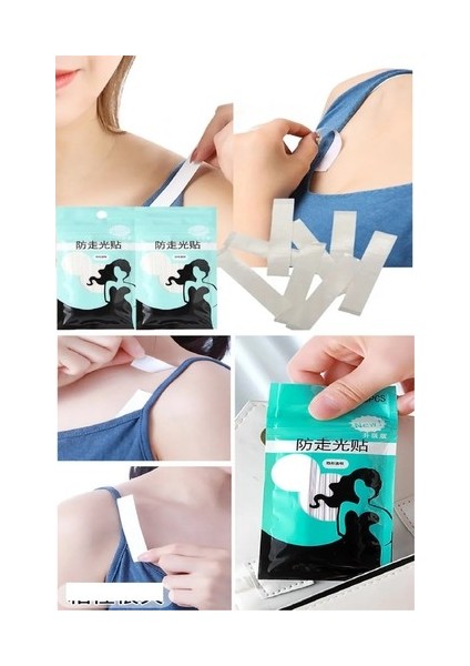 72 Adet Çift Taraflı Transparan Dekolte Kapatıcı Yapışkan Paça Boyu Düzeltici - Askılı Elbise Bandı