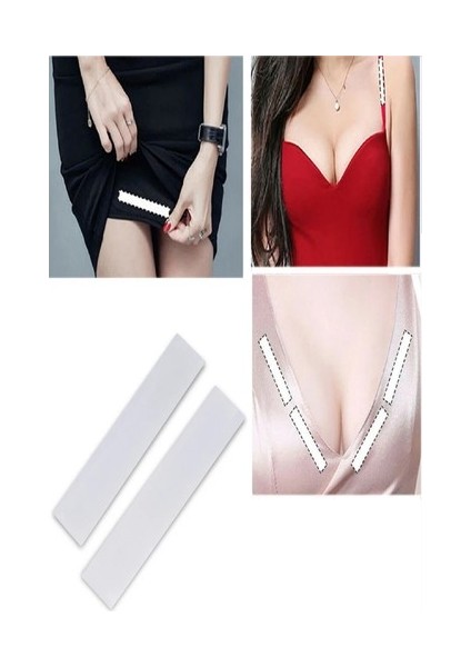 72 Adet Çift Taraflı Transparan Dekolte Kapatıcı Yapışkan Paça Boyu Düzeltici - Askılı Elbise Bandı fiyatları