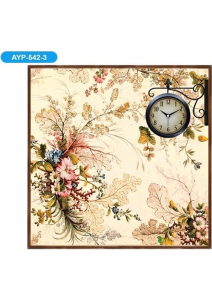 Modern altın renkli 18x32 cm dekoratif çiçekli duvar saati