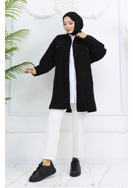 Owersize Kot Ceket 2746-01 Siyah