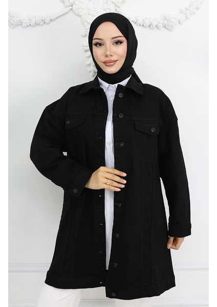 Owersize Kot Ceket 2746-01 Siyah modelleri