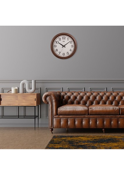 Vintage tarz duvar saati, kahverengi, 46x46 cm, şık ve klasik tasarım. fiyatları