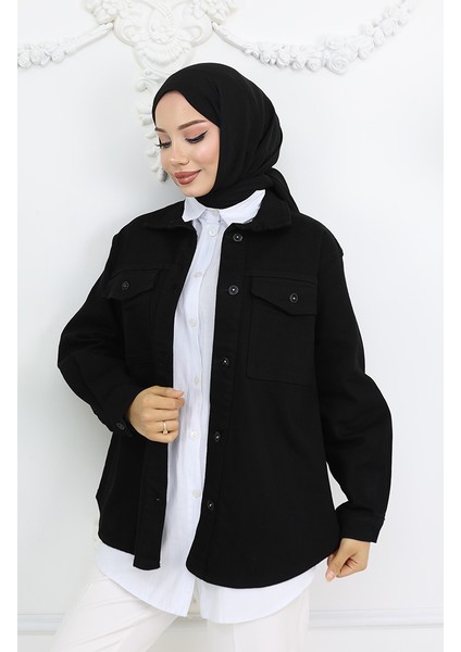 Owersize Kot Ceket 2763-01 Siyah modelleri