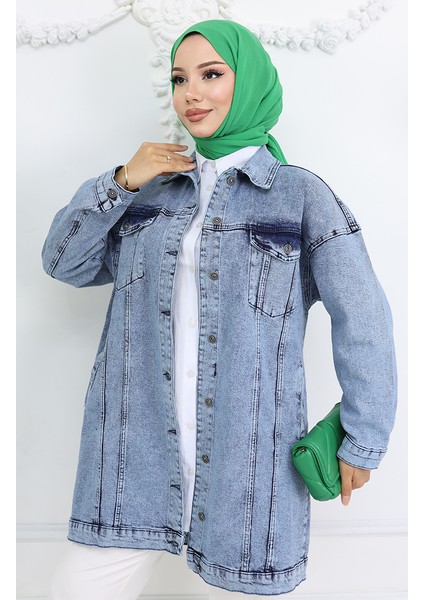 Owersize Kot Ceket 2746-02 Açık Mavi fırsatları