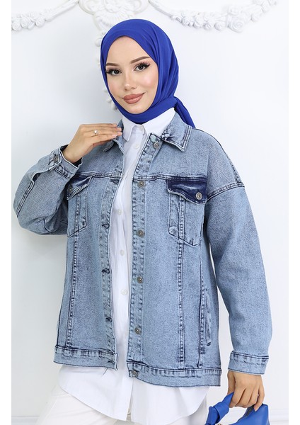 Oersize Kot Ceket 6327-02 Açık Mavi modelleri