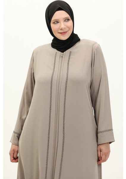 Büyük Beden Taş Baskılı Ferace 4005X-04 Taş modelleri