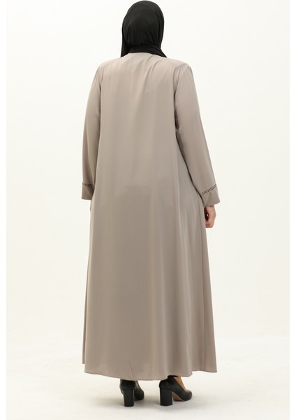 Büyük Beden Taş Baskılı Ferace 4005X-04 Taş indirimleri