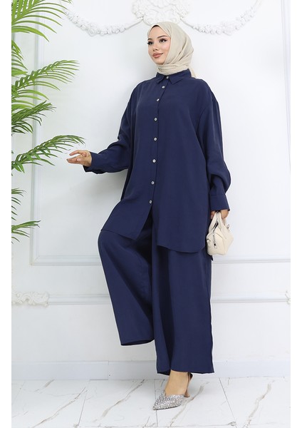Tunik Pantolon Ikili Takım 4065-07 Lacivert