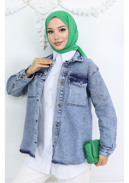 Owersize Kot Ceket 2763-02 Açık Mavi modelleri