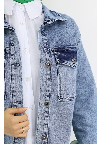 Owersize Kot Ceket 2763-02 Açık Mavi fırsatları