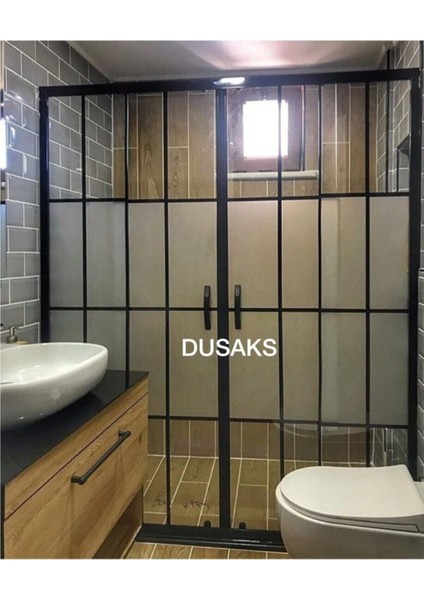 Duşakabin Siyah Çizgili 5 mm Temperli Cam Yükseklik H 190 cm