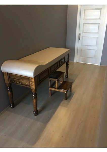 Ahşap Muayene masası | Torna ayaklı | Muayene Sedyesi | Muayene masası