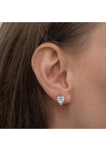 Gümüş Beyaz Kalpli Çivili Kadın Küpe fiyatları