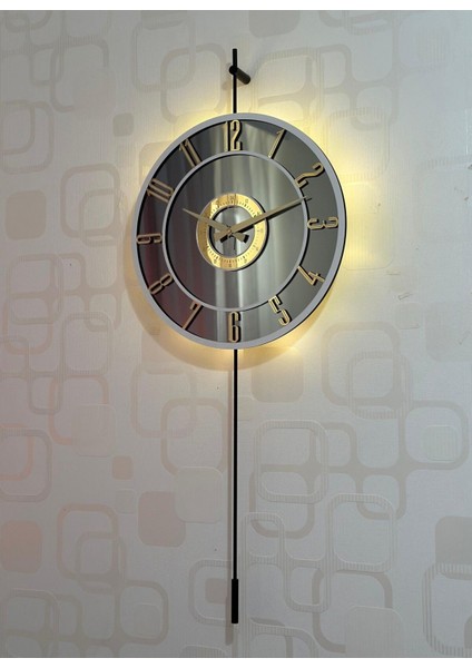 Modern Camlı Metal Duvar Saati 40x90 cm, Siyah, Füme, Beyaz, Gold renk seçenekleri