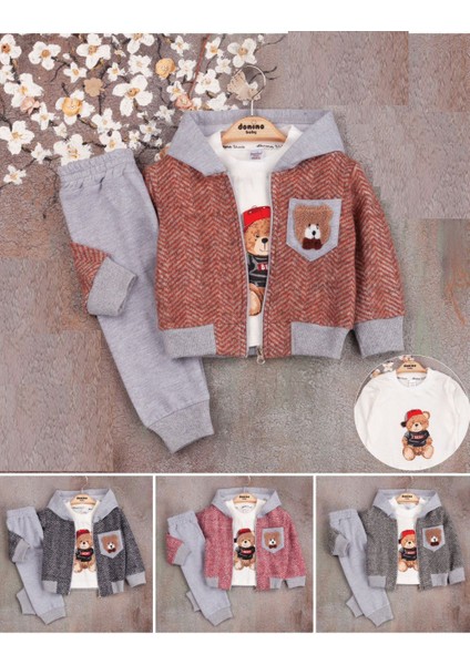 Bebek Papyonlu Ayı Süzineli Öğrgü Ekose Hıraka 3'lü Takım