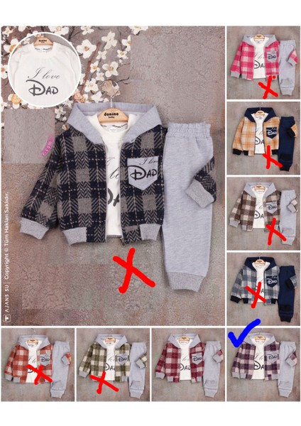 Bebek Papyonlu Ayı Süzineli Öğrgü Ekose Hıraka 3'lü Takım