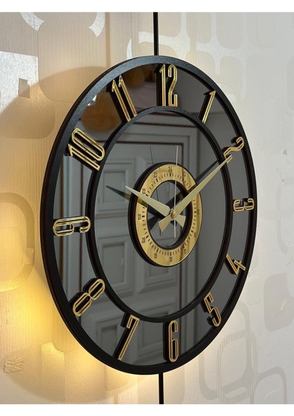 Şık Siyah-Füme Metal ve Camli Modern Duvar Saati 40x90 cm modelleri