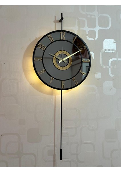 Şık Siyah-Füme Metal ve Camli Modern Duvar Saati 40x90 cm indirimleri