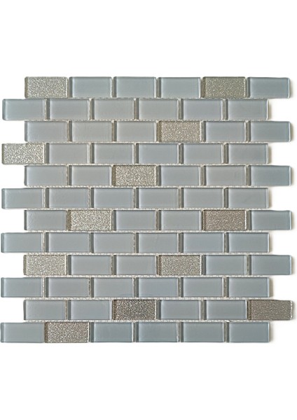 Mutfak Tezgah Arası, Iç ve Dekorasyonda Tüm Yüzeyler Için, 23X48 mm Gri-Gümüş Mix, 30X30 cm. Fileli Kristal Cam Mozaik. ( 11 File Karo = 1 M2 Fiyatıdır )