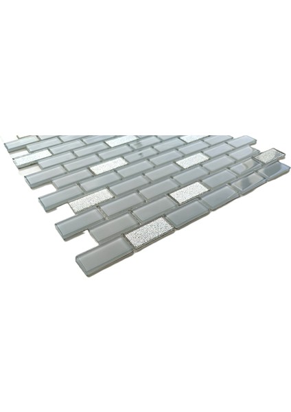 Mutfak Tezgah Arası, Iç ve Dekorasyonda Tüm Yüzeyler Için, 23X48 mm Gri-Gümüş Mix, 30X30 cm. Fileli Kristal Cam Mozaik. ( 11 File Karo = 1 M2 Fiyatıdır ) fırsatları