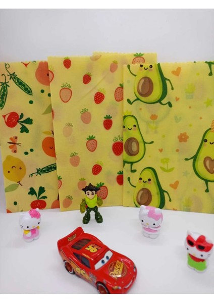 Balmumu Beeswax Saklama Bezi Çocuk Serisi Çok Renkli (30*30 Bez,30*30 Bez,30*30 Bez)
