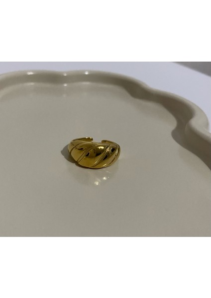 Çelik Ayarlamalı Vintage Gold Yüzük