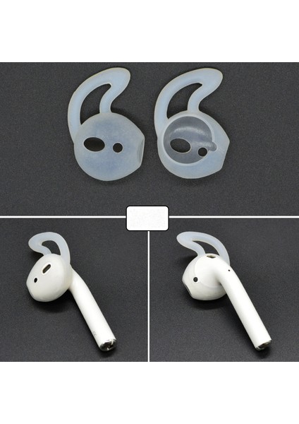 Apple Için 1 Çift Silikon Cilt Kılıfı Kulak Kancası-Şeffaf (Yurt Dışından)