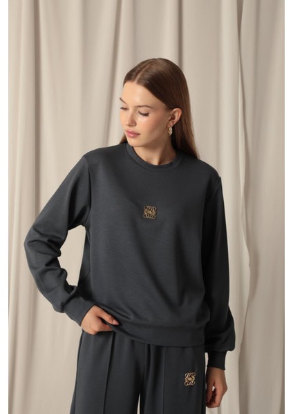 Modal Kumaş Metal Aksesuarlı Kadın Antrasit Takım fiyatları