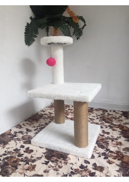 Beyaz Katlı Oyun Tırmalama 30x30, Eğlenceli ve Dayanıklı Tasarım, TR Menşei