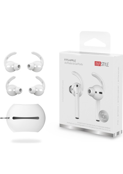 Apple Için Şarj Kutulu (2016)/(2019)/ ve Kablosuz Şarj Kutulu (2019) 2 Çift Kulaklık Kapağı Silikon Kulaklık Başlıkları Kapakları, Boyut: S + L-Beyaz (Yurt Dışından)