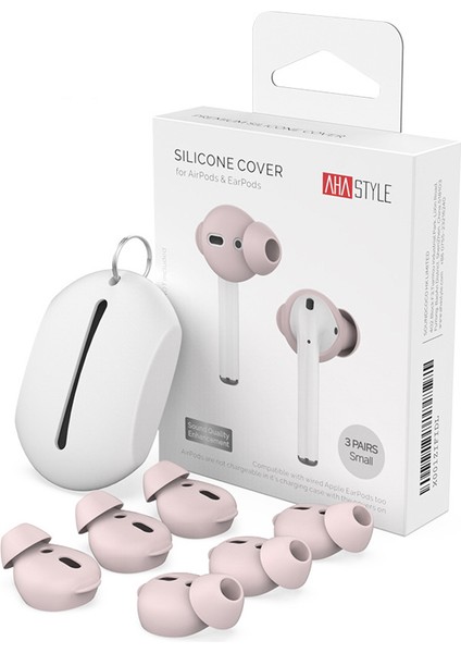 Apple Için Şarj Kutulu (2016)/(2019) 3 Çift Silikon Kulaklık Başlık Boyutu: S-Pembe (Yurt Dışından)