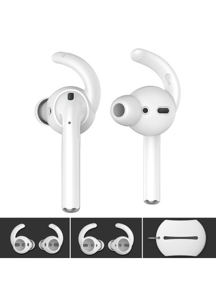 Apple Için Şarj Kutulu (2016)/(2019)/ ve Kablosuz Şarj Kutulu (2019) 2 Çift Silikon Kulaklık Kapağı Kapağı Kulaklık Ucu, Boyut: L-Beyaz (Yurt Dışından)
