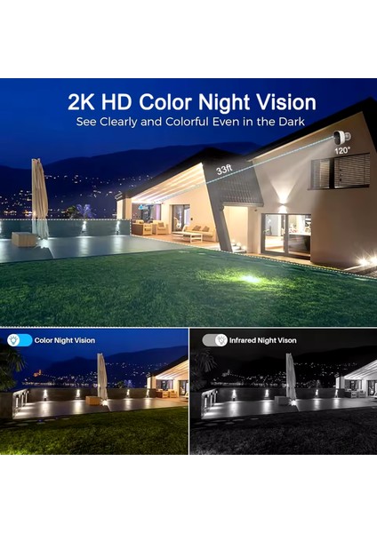 2K Wifi Şarjlı 128GB Akıllı Kamera Su Geçirmez Güvenlik Kamerası - Bebek Odası İç ve Dış Kullanım O-KAM 3033