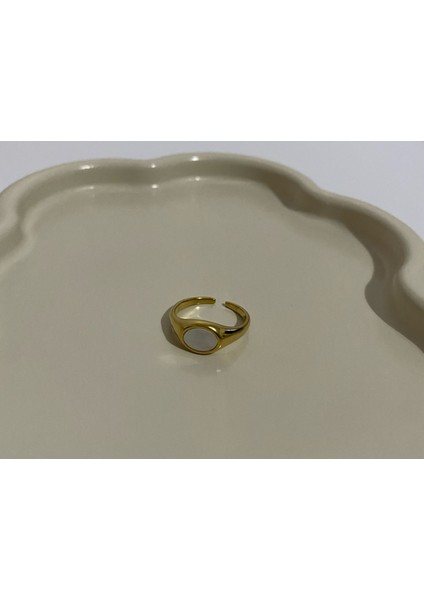 Çelik Ayarlama Yuvarlak Sedef Gold Yüzük fırsatları