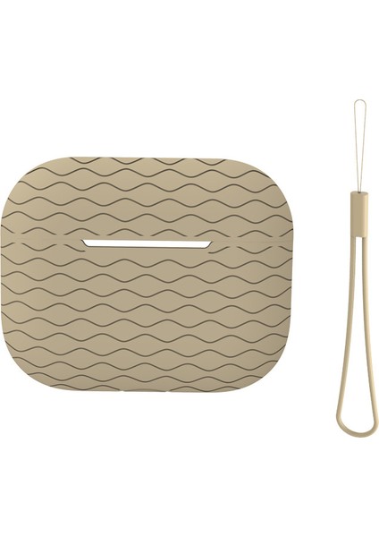 Apple Pro 2 Için Dalgalı Kenar Okyanus Tarzı Kulaklık Silikon Kılıf Bluetooth Kulaklık Anti-Damla Kapak Kordon Ile-Süt Çay (Yurt Dışından)