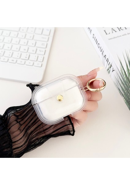 Apple Pro Için Şarj Kutusu Kapağı Halka Tokalı Bluetooth Kulaklık Kılıfı-Şeffaf (Yurt Dışından)