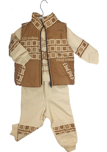 Erkek Çocuk Yelekli Alt Üst Üçlü Takım