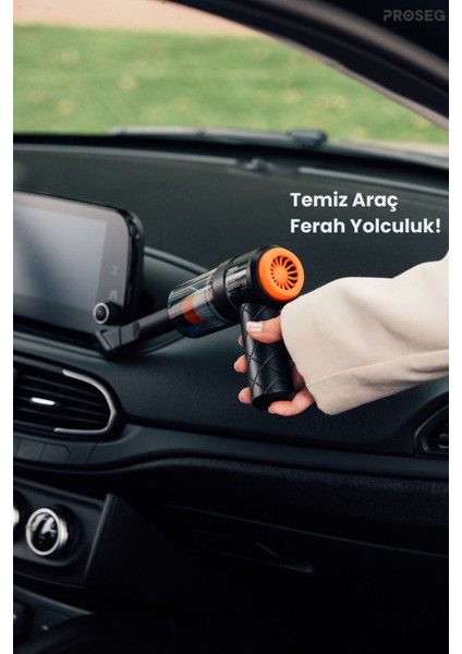 PR-AS01 3000PA Şarjlı 1200 Mah Batarya Siyah Araç Içi El Süpürgesi fırsatları