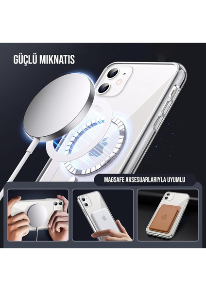 iPhone 11 Kılıf Magsafe Özellikli Pc Sert Şeffaf Kılıf Mika Kılıf Sararmaz Kılıf Slim Ince Kılıf - Şeffaf indirimleri