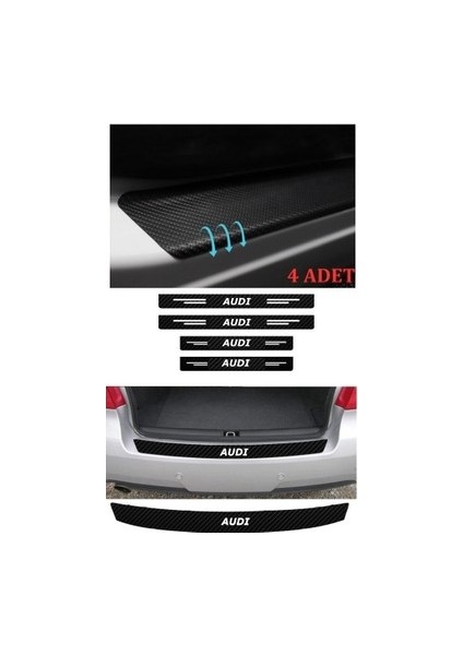 Autosticker^#audi Tüm Modelleri Için Uyumlu Aksesuar Oto Bağaj ve Kapı Eşiği Sticker Set Karbon
