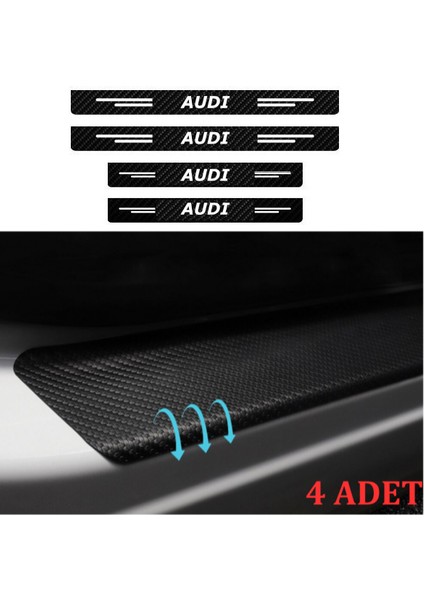 Autosticker^#audi A1 Için Uyumlu Aksesuar Oto Kapı Eşiği Sticker Karbon 4 Adet